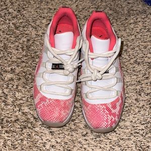 Pink snakeskin jordan’s